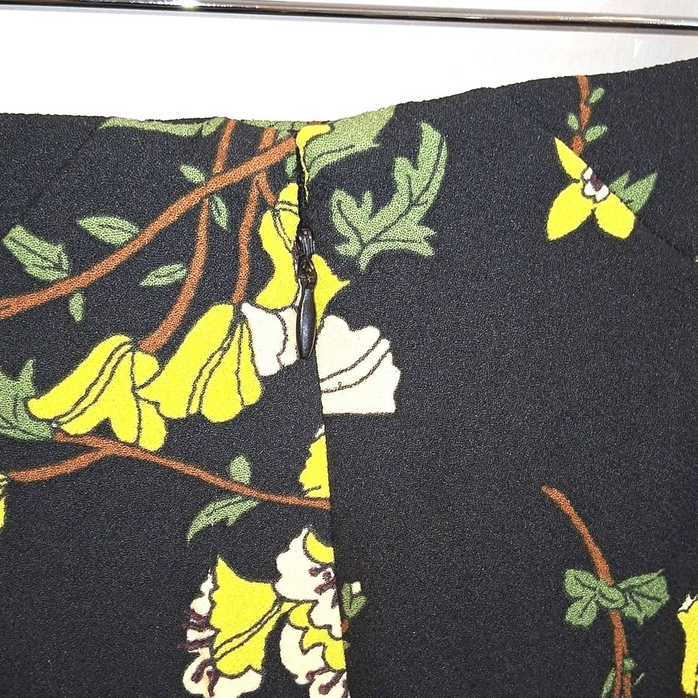 Who What Wear Black Yellow Floral Mini Skirt Sz 14 Ruffle Hem Cottagecore Spring - Picture 6 of 9